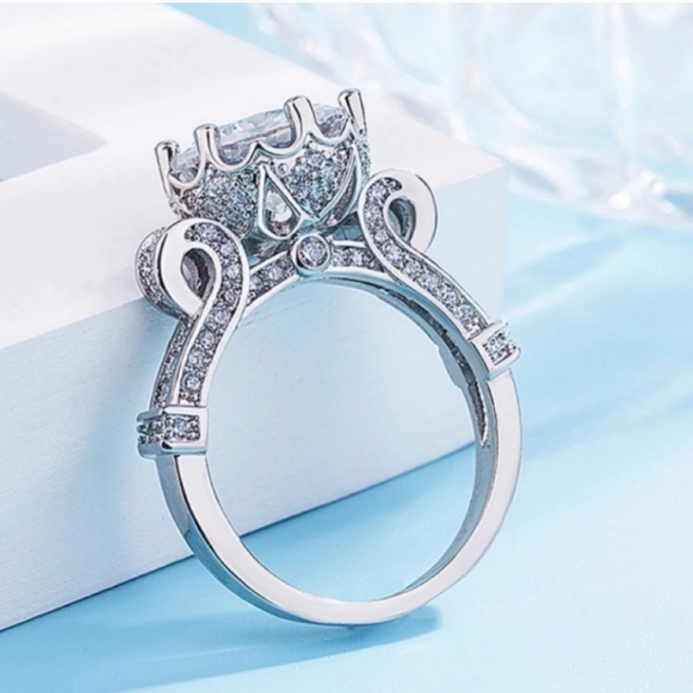 5 Star Rated Silver CZ Princess Ring
